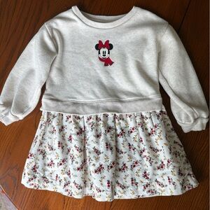 Gap Disney Minnie Mouse Cream Floral Kids Sweatshirt Dress